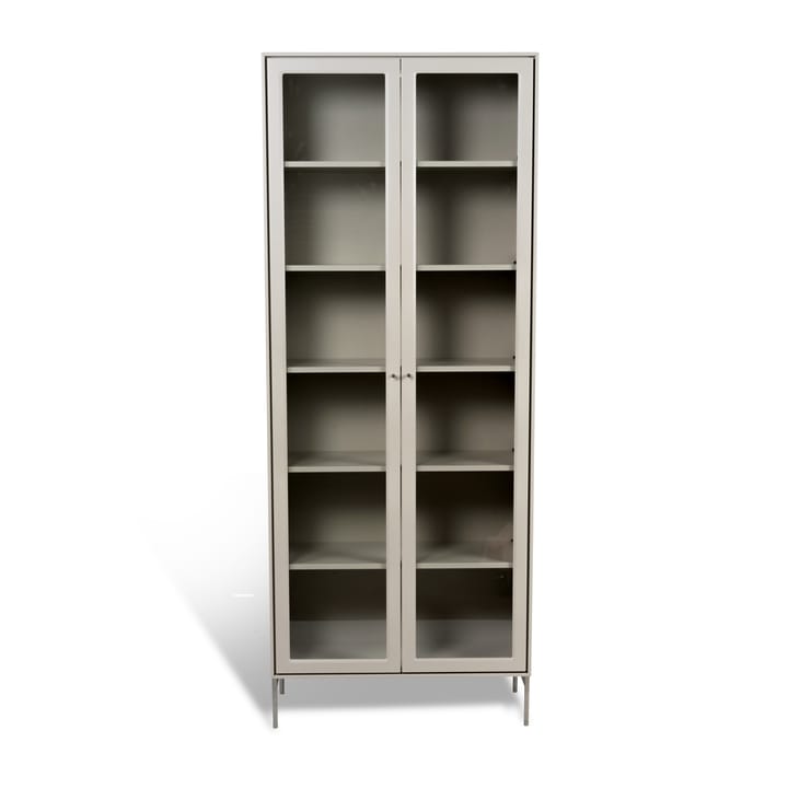 Vitrine Volt 190 cm beige - Détails en acier inoxydable - Mavis