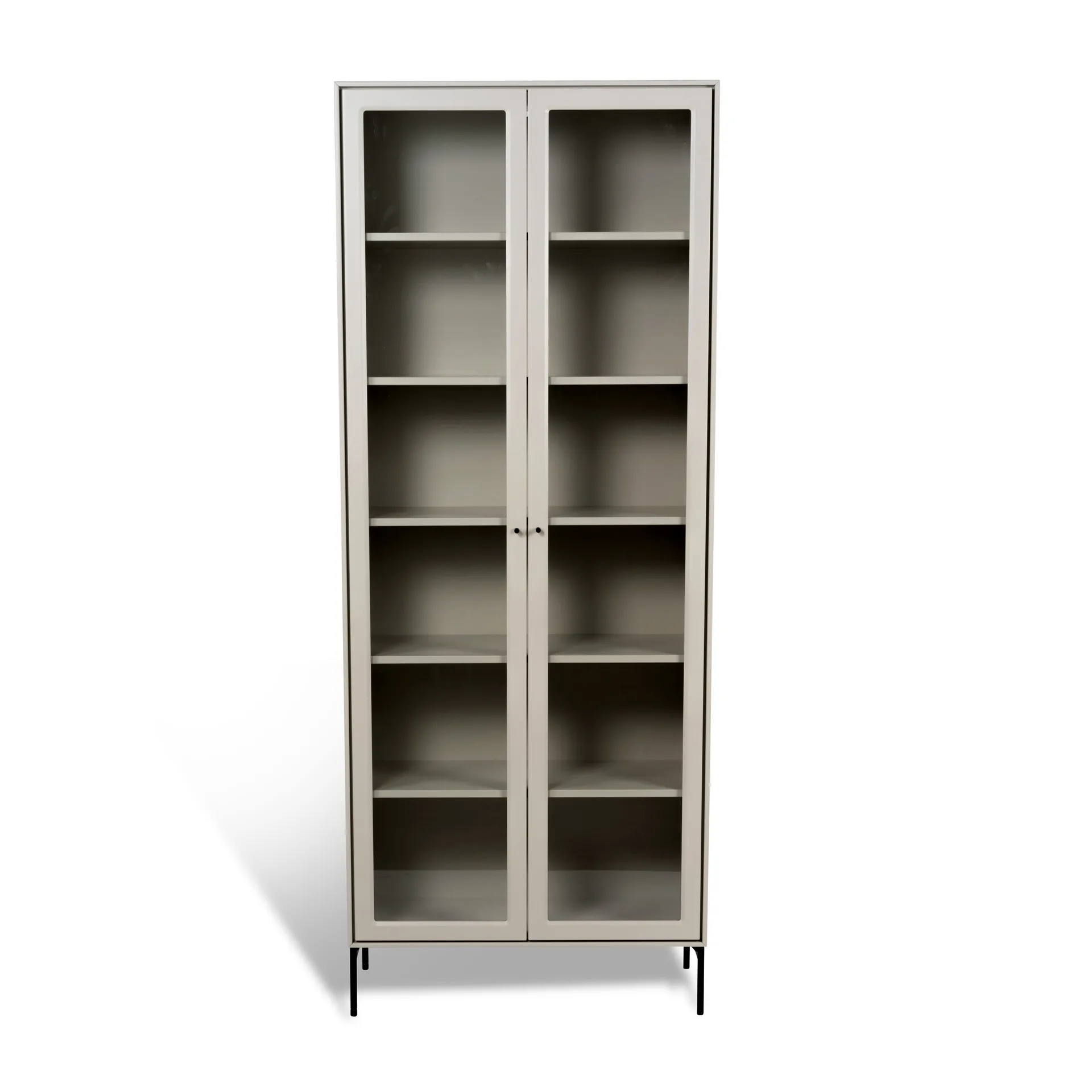 Vitrine Volt 190 cm beige, Détails en noir Mavis