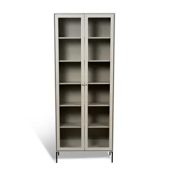 Vitrine Volt 190 cm beige - Détails en noir - Mavis