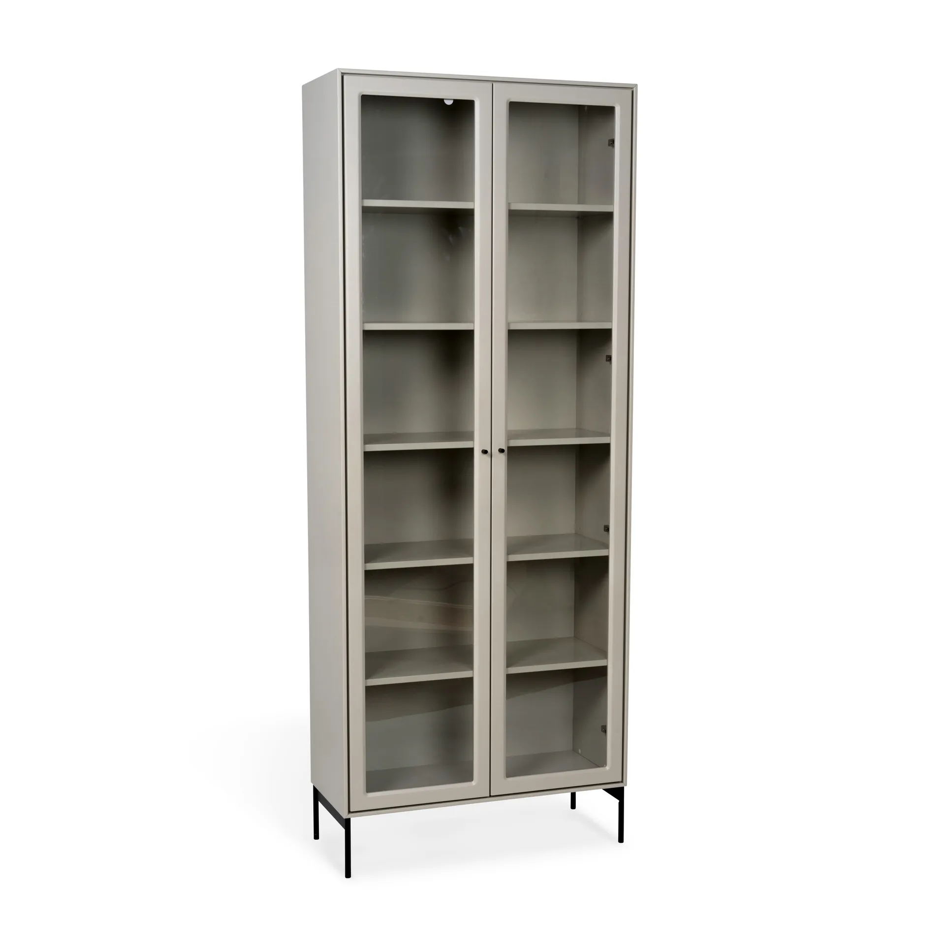 Vitrine Volt 190 cm beige, Détails en noir Mavis