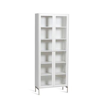 Vitrine Volt 190 cm laquée blanche - Détails en acier inoxydable - Mavis