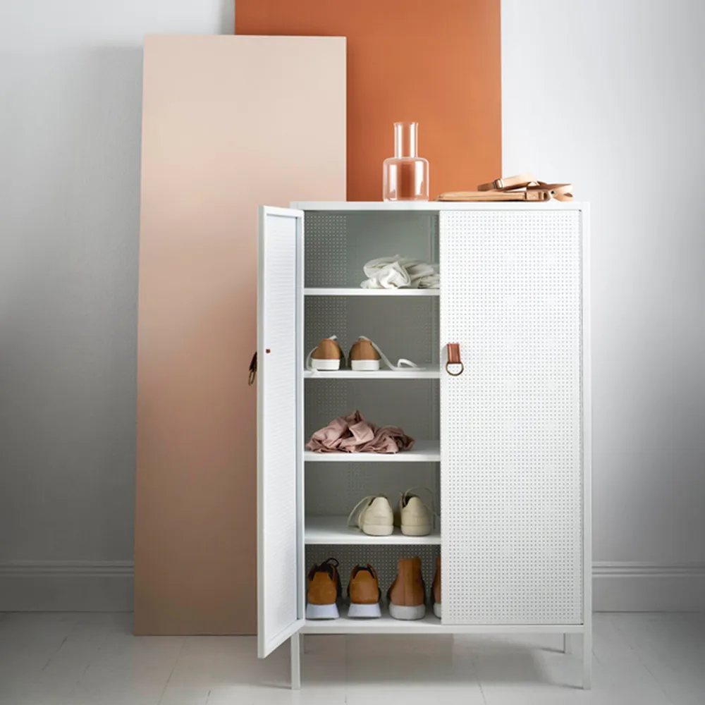 Armoire Francis, blanc, cuir Maze