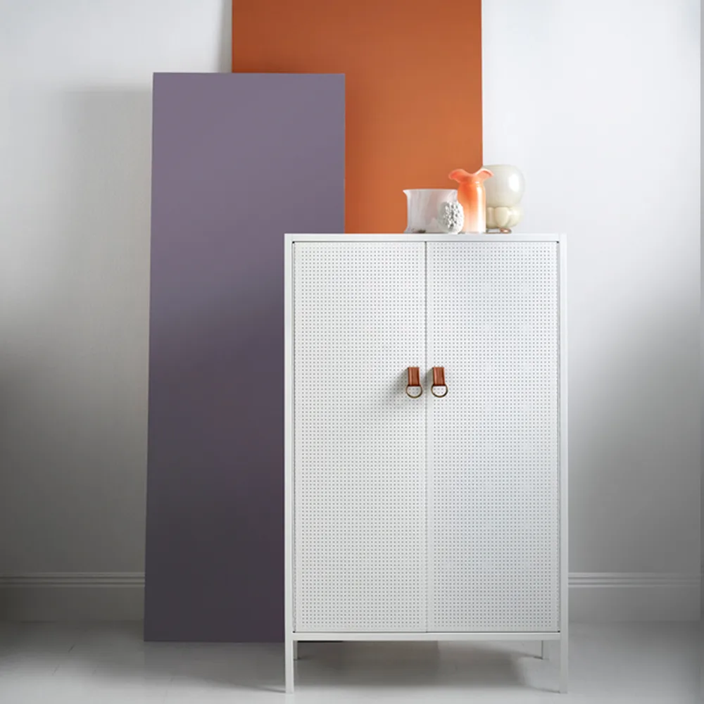 Armoire Francis, blanc, cuir Maze