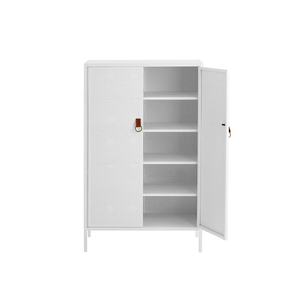 Armoire Francis, blanc, cuir Maze