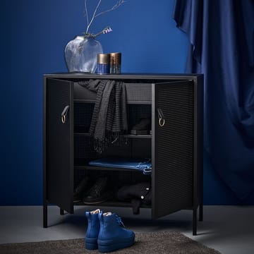 Armoire Liza - noir, détails en cuir - Maze