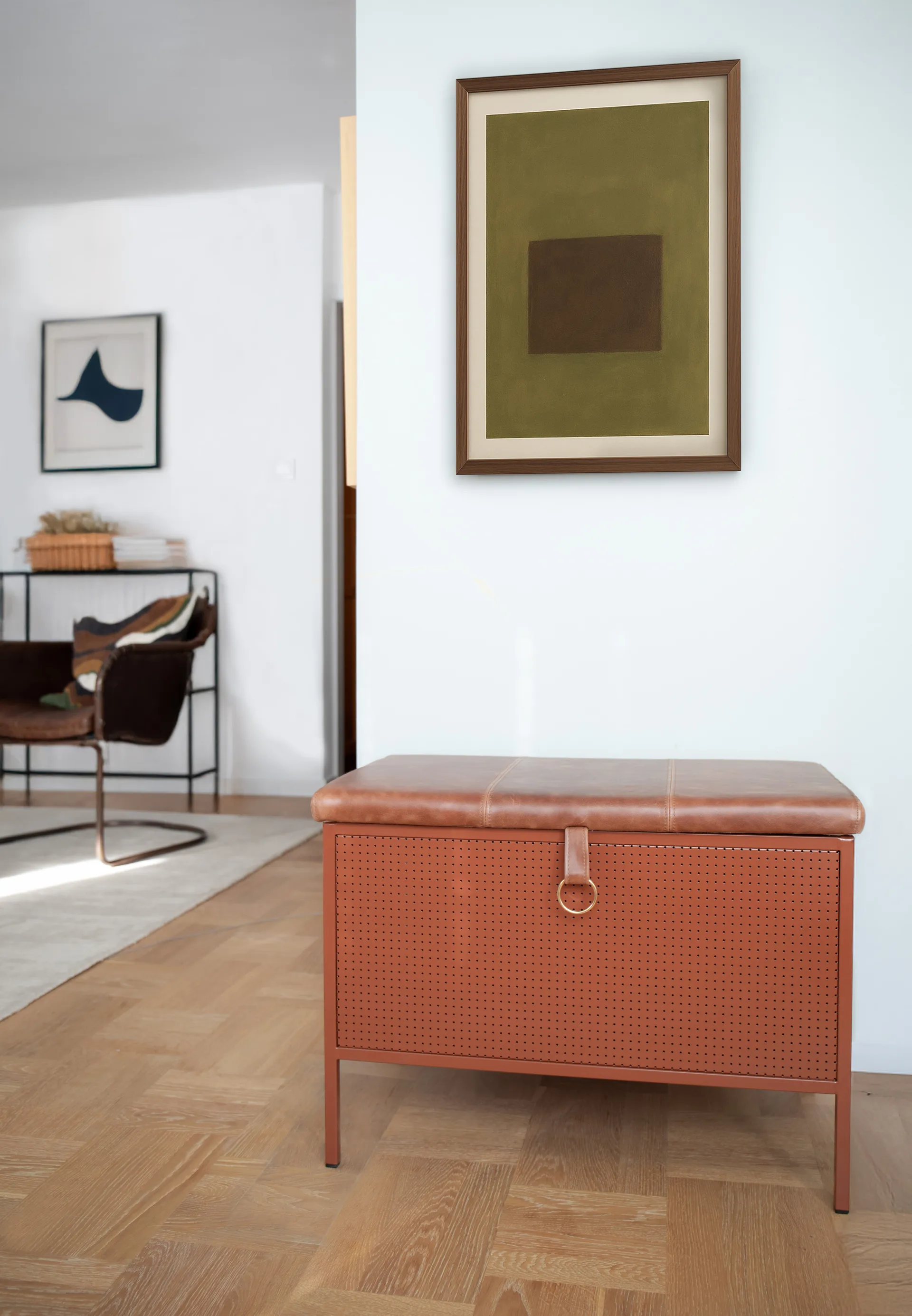 Banc de rangement Frank, Cinnamon-vintage cognac Maze