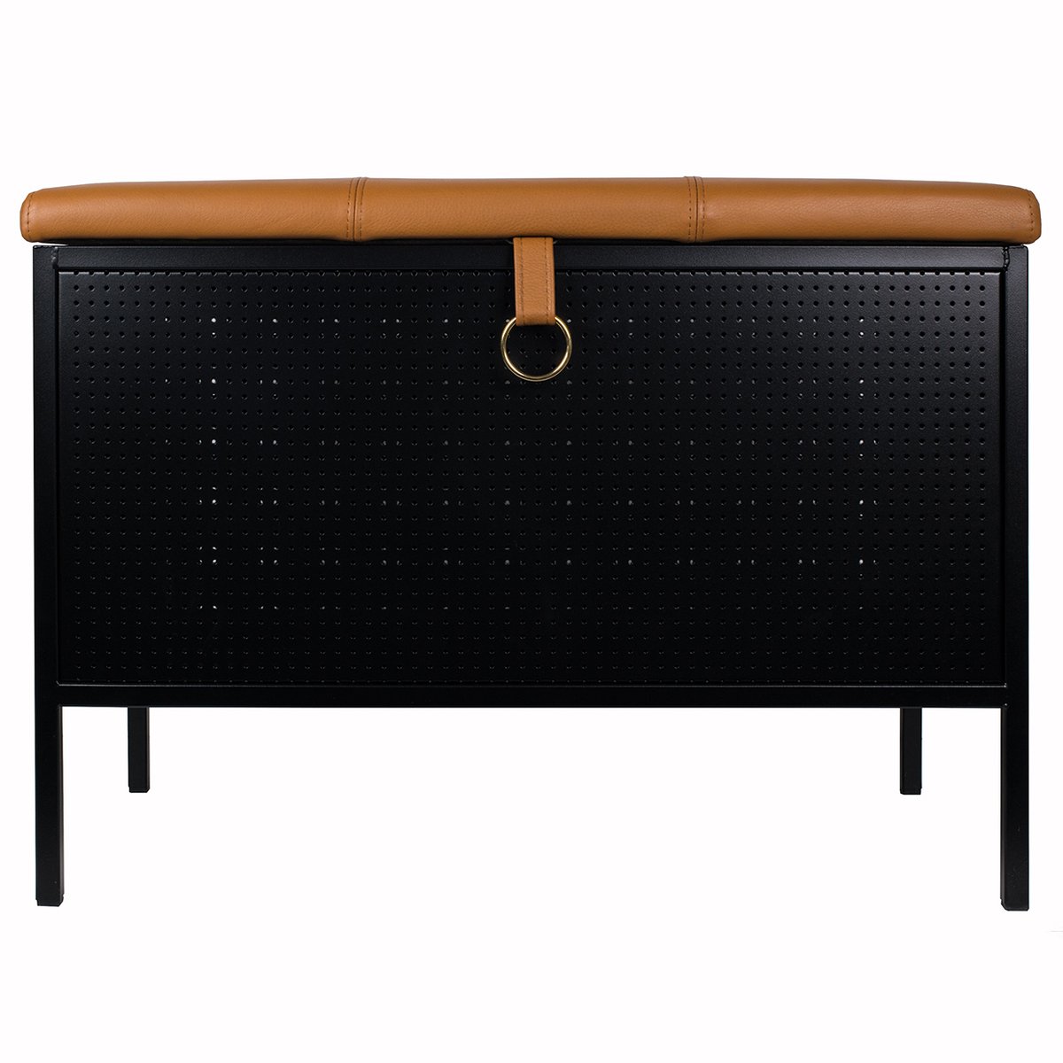 Maze Banc de rangement Frank Noir-cognac | Design Scandinave | Bancs | Noir