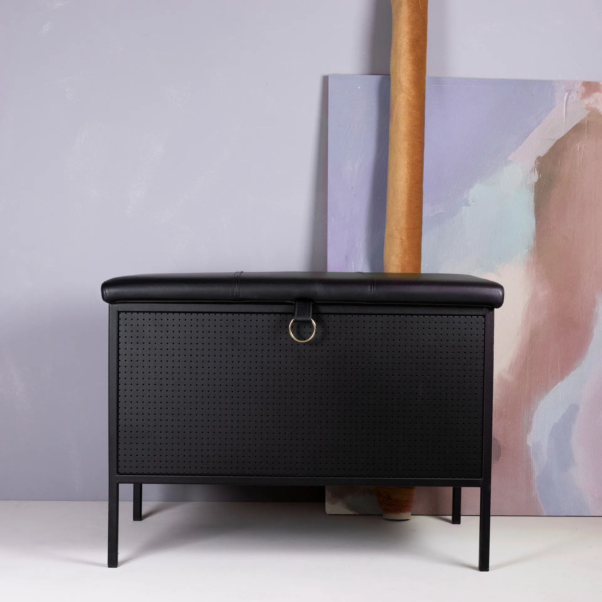 Banc de rangement Frank, Noir Maze