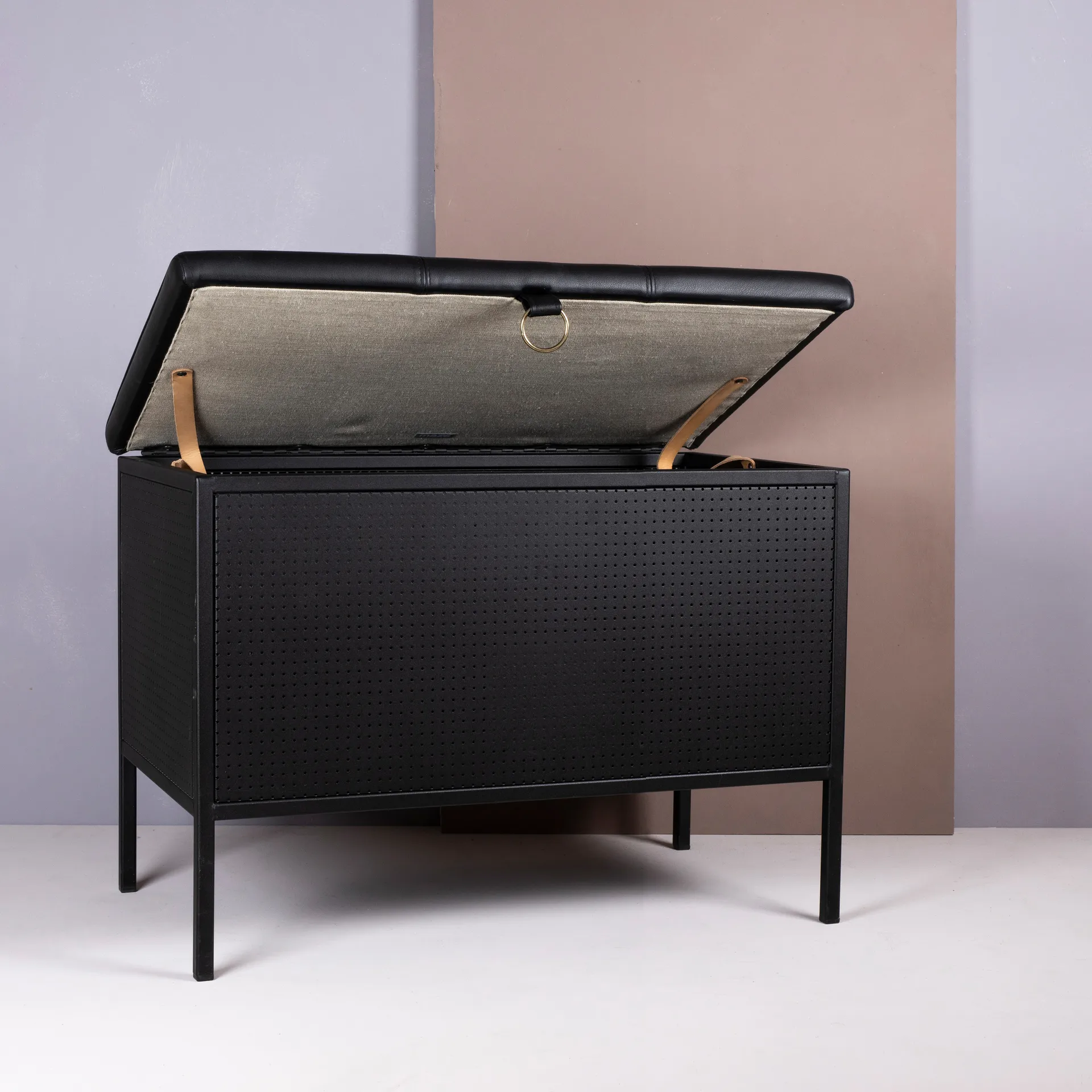 Banc de rangement Frank, Noir Maze