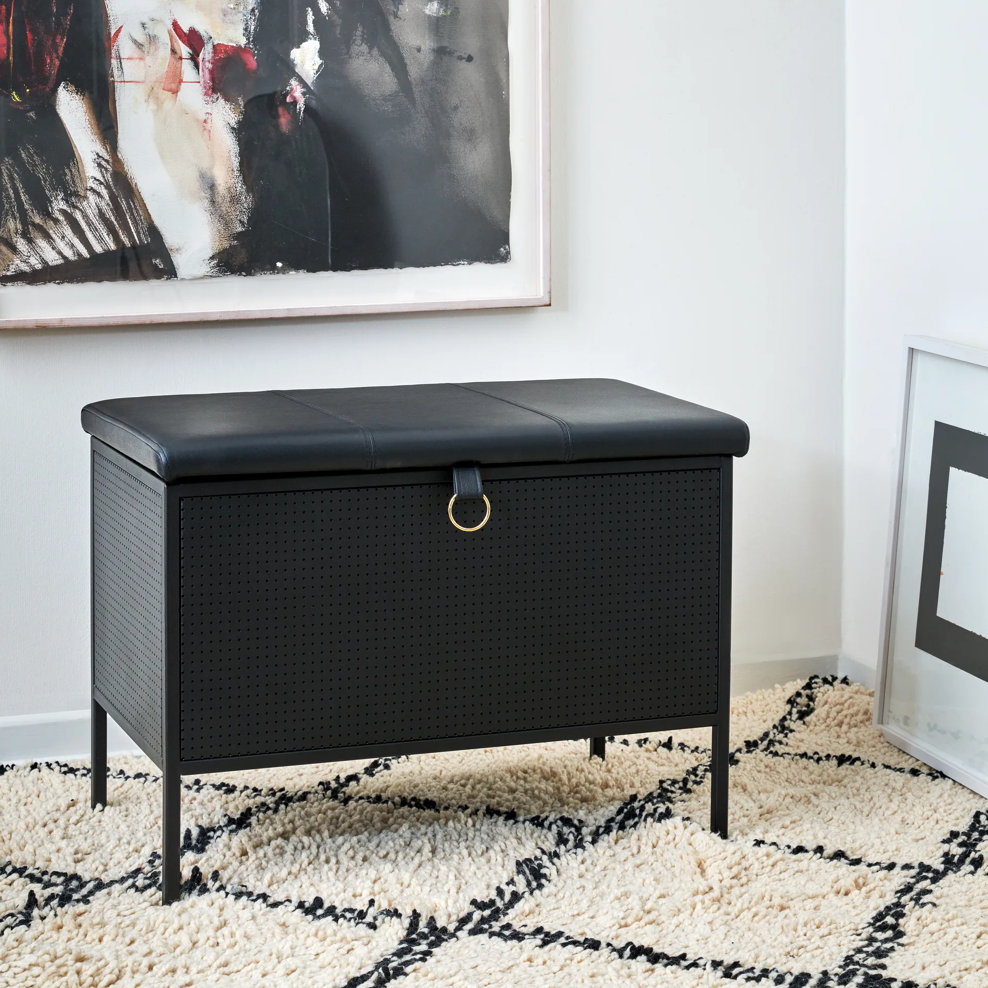 Banc de rangement Frank, Noir Maze