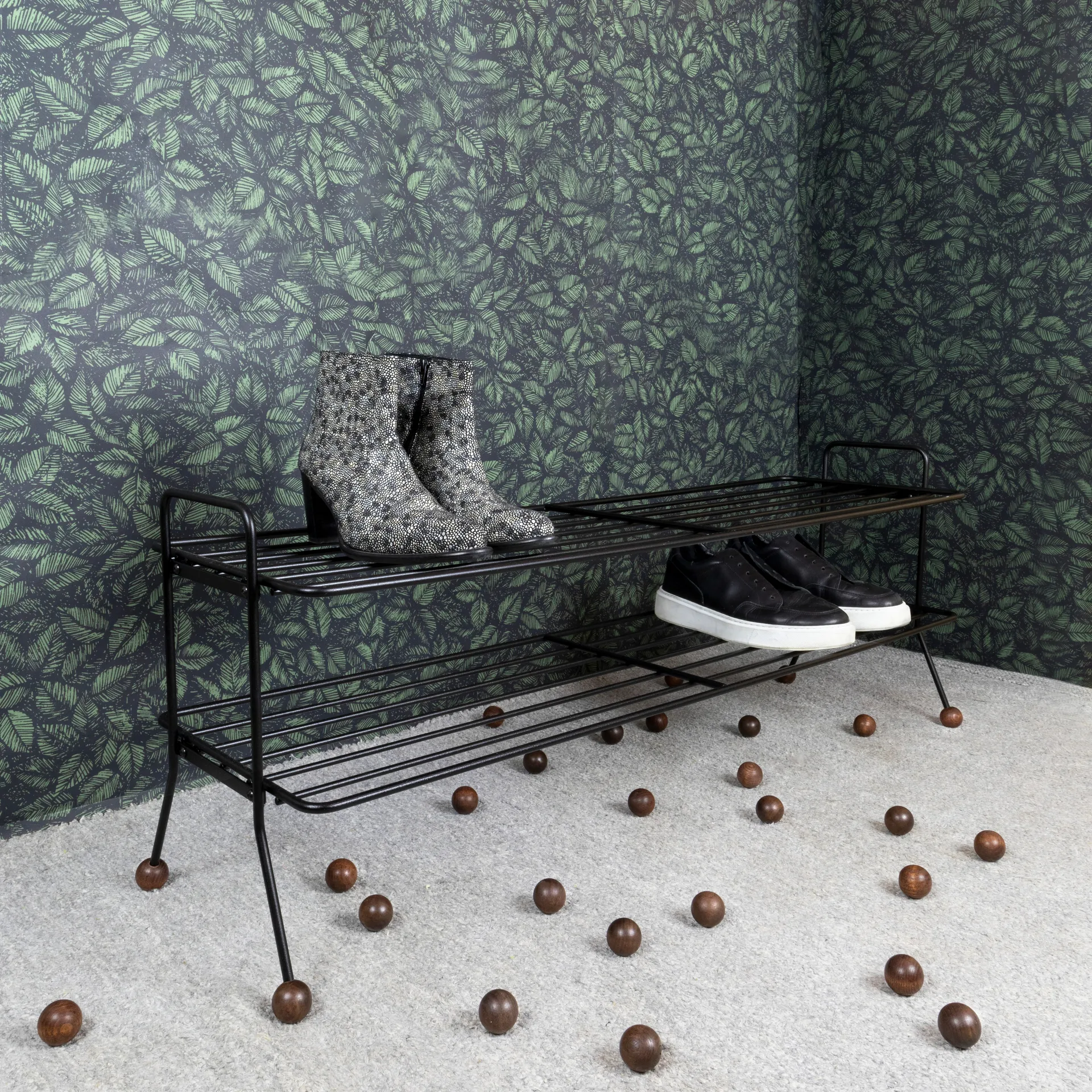 Bill Shoe Shelf L, Noir-marron foncé Maze