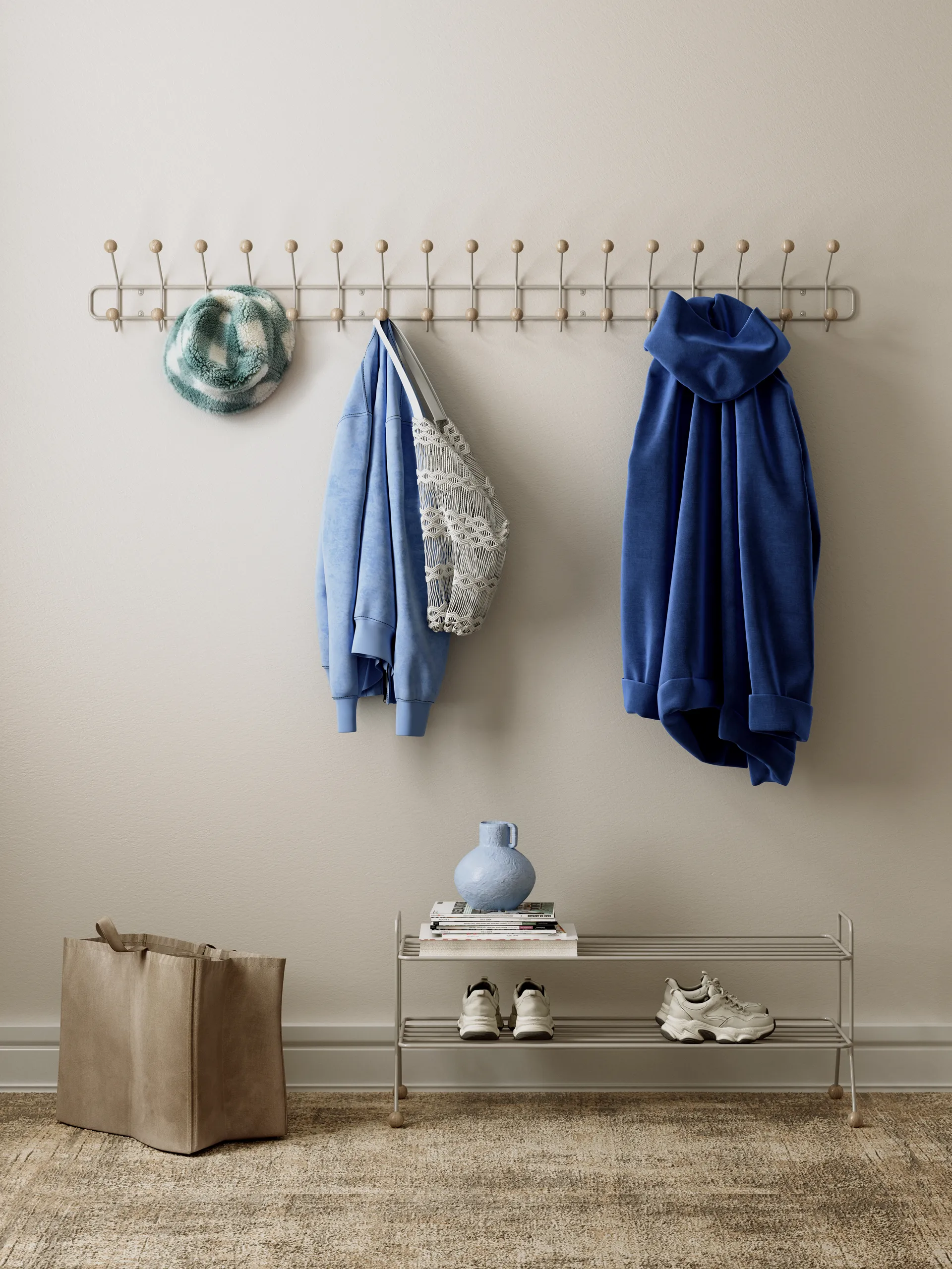 Étagère à chaussures Bill Shoe Shelf L, Greige Maze