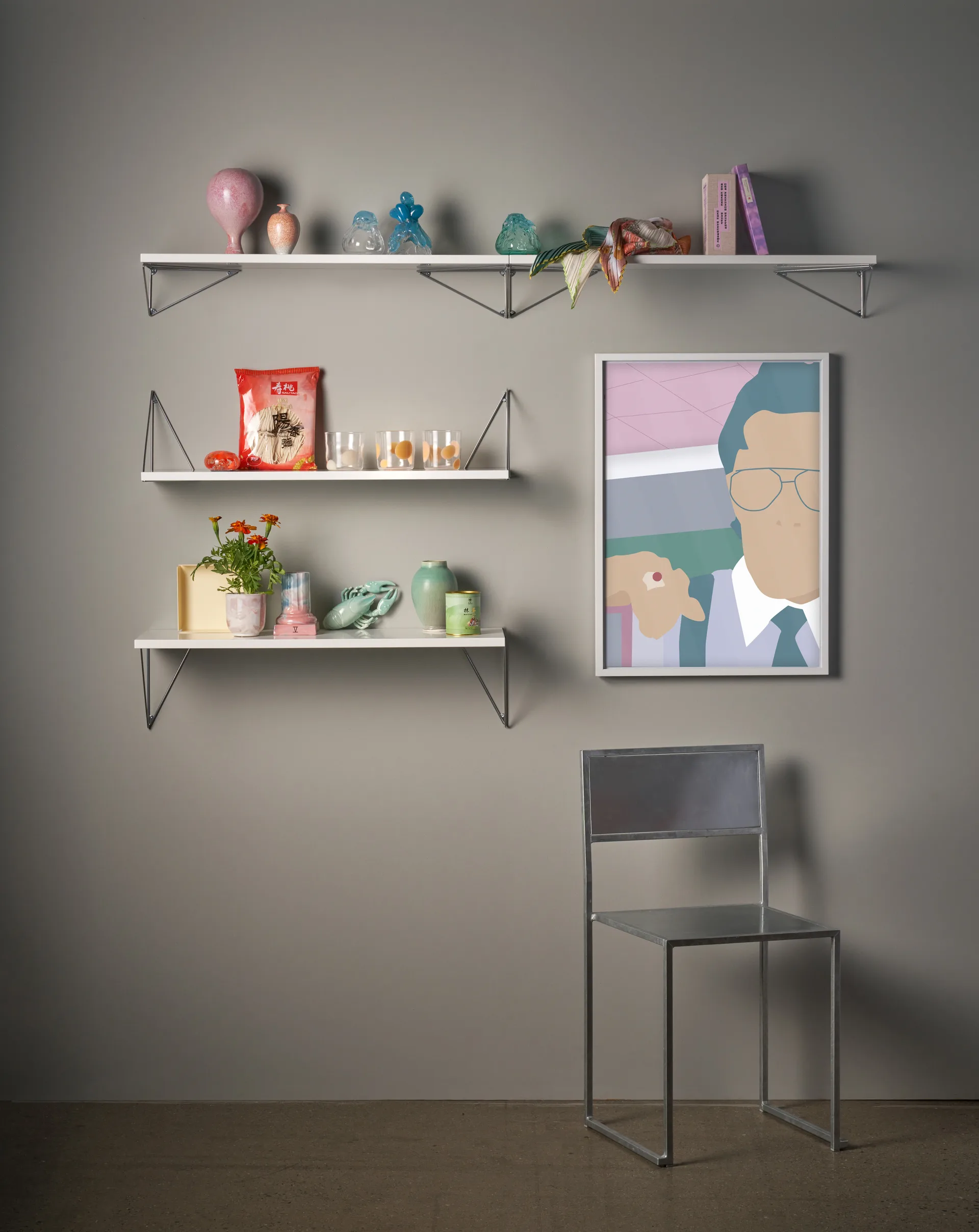 Étagère Pythagoras, Blanc-chrome, 20x80 cm,  Maze