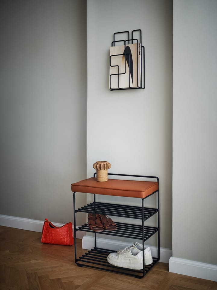 Étagère-tabouret Lower East Seat 50x28x58 cm, Black-cognac leather Maze