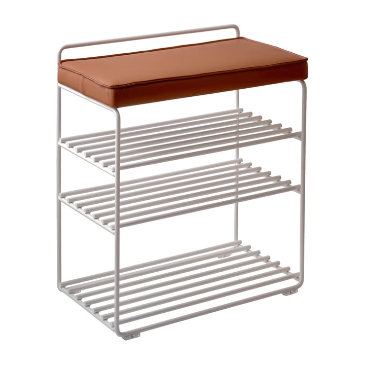 Étagère-tabouret Lower East Seat 50x28x58 cm - White-cognac leather - Maze