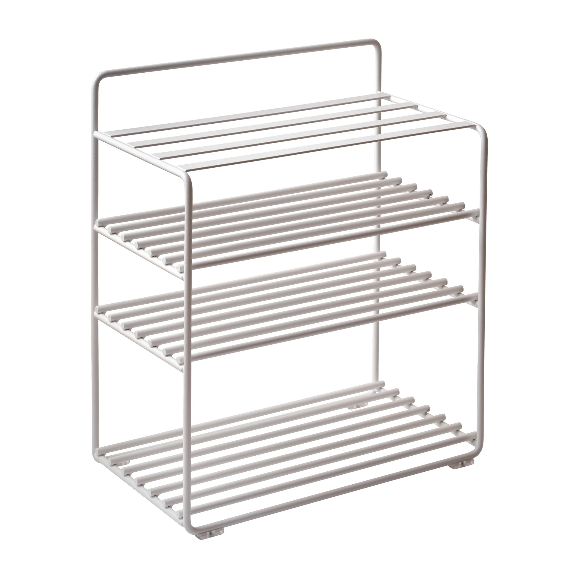 Étagère-tabouret Lower East Seat 50x28x58 cm, White-cognac leather Maze