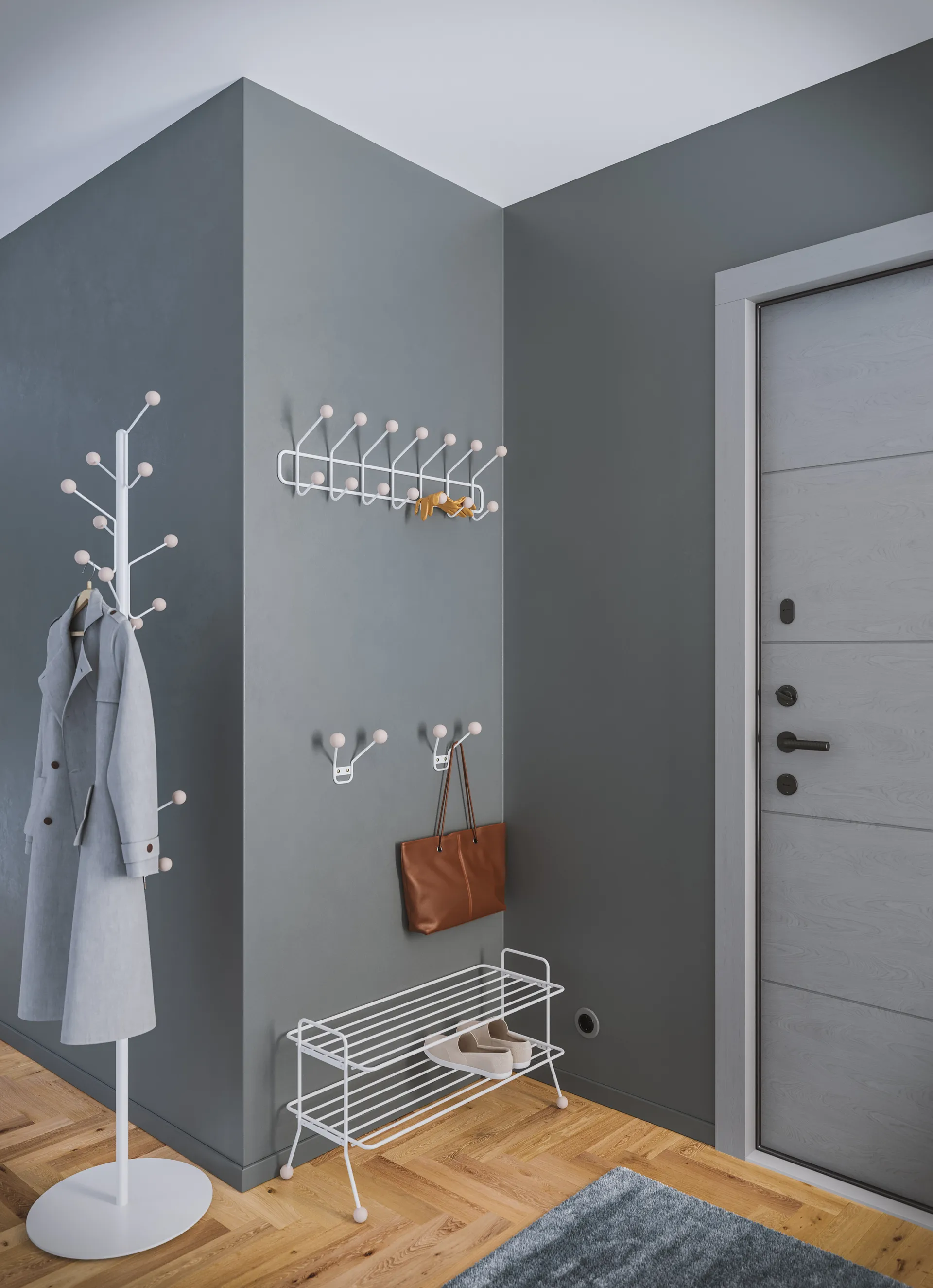 Porte-manteau Bill Floor, Blanc Maze