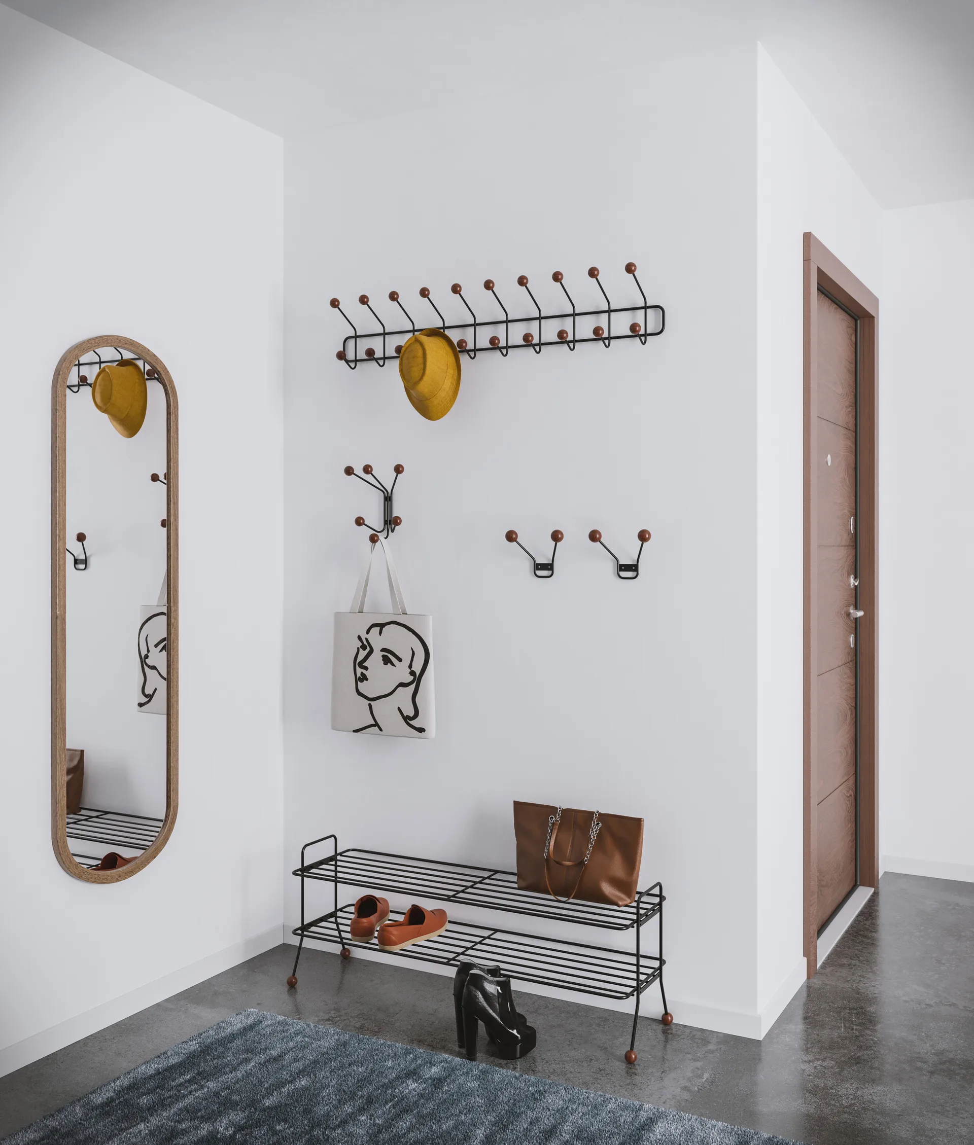 Support à vêtements Bill Horizontal L, Noir-marron foncé Maze