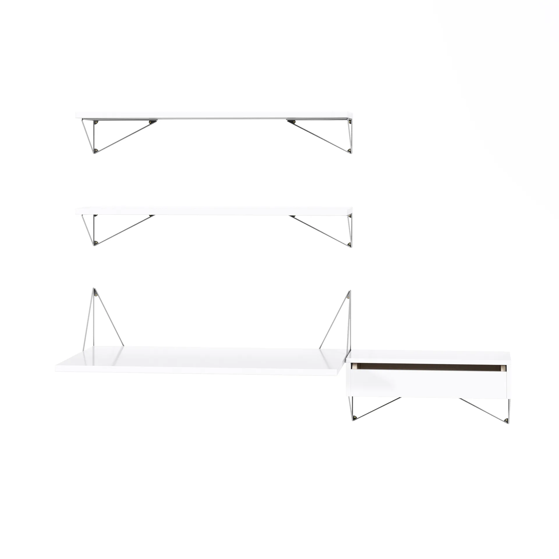 Système d'étagères Pythagoras Bundle E blanc-chrome,  Maze