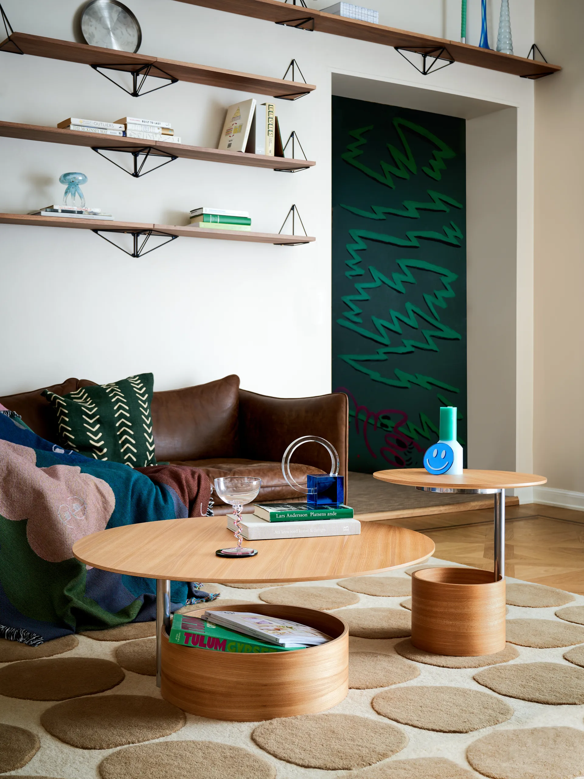 Table basse Parasol L Ø90 cm, Oak Maze