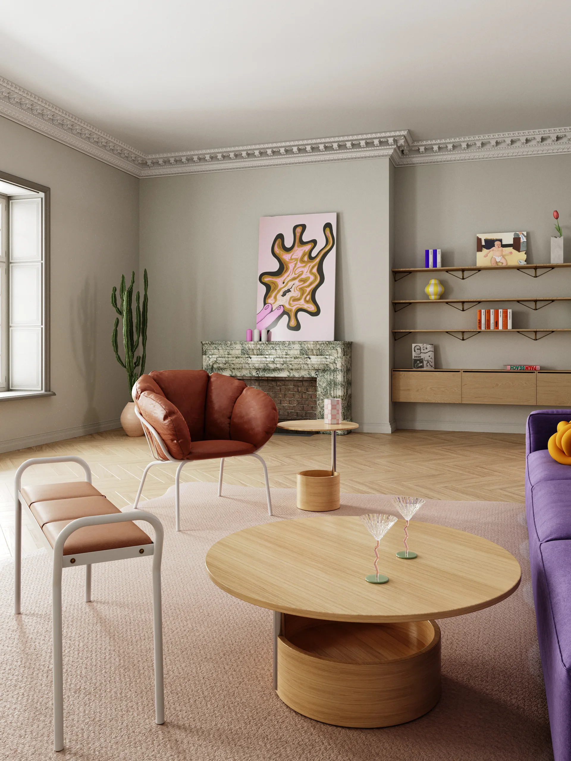 Table basse Parasol S Ø50 cm, Oak Maze