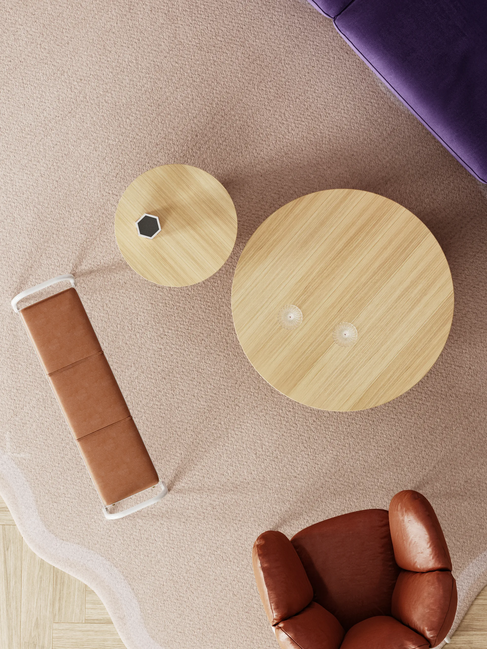 Table basse Parasol S Ø50 cm, Oak Maze