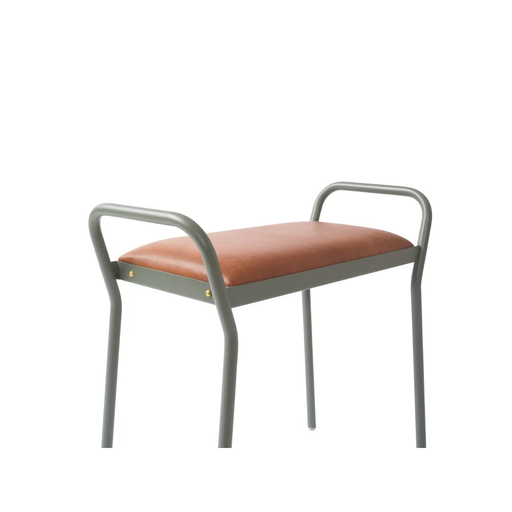 Tabouret Anyone, gris-vert/cognac vintage Maze