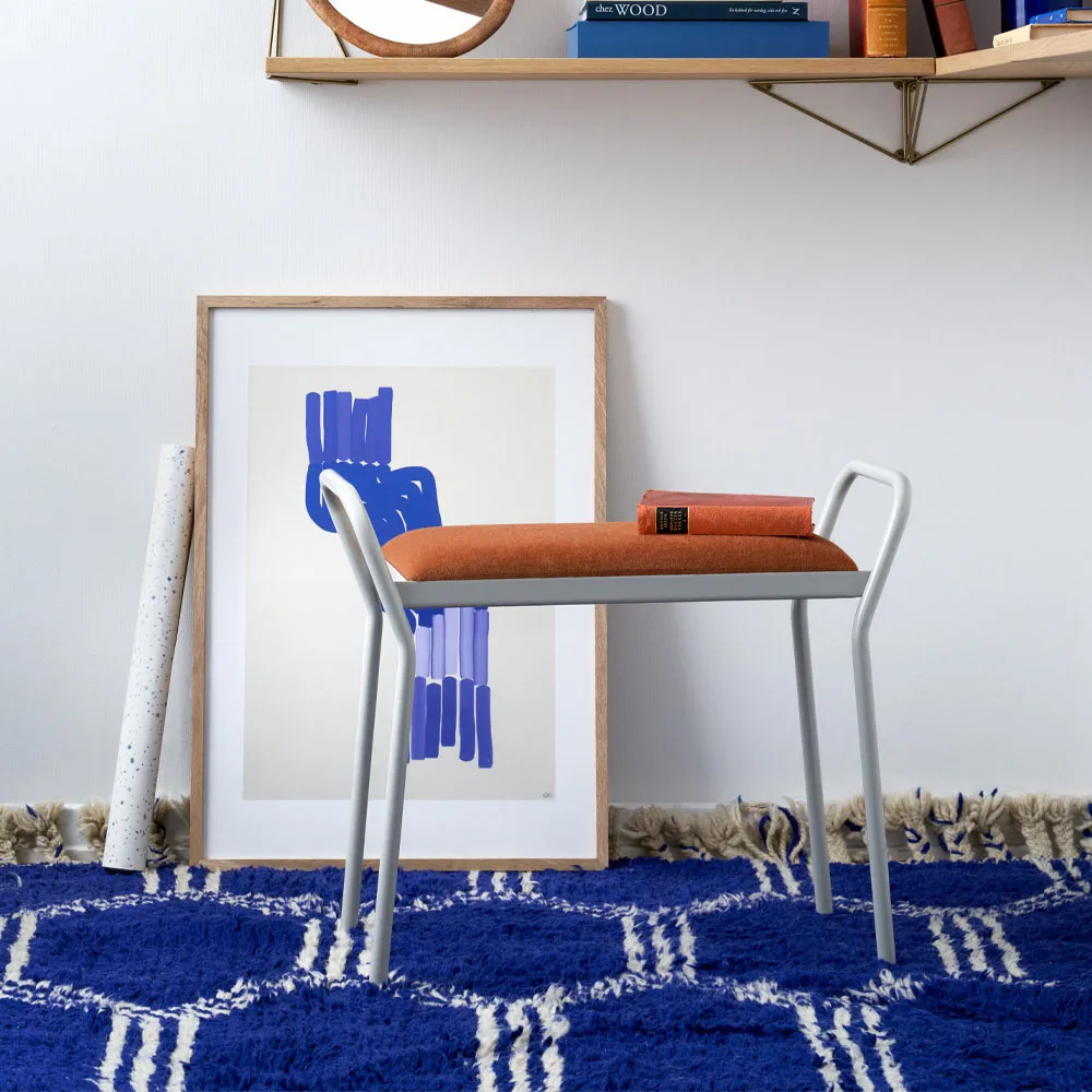 Tabouret Anyone, gris-vert/cognac vintage Maze