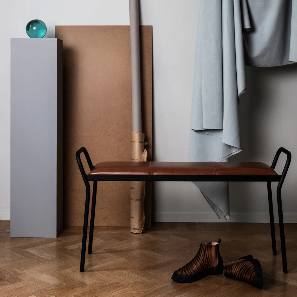 Tabouret Anytwo, Noir-cognac vintage Maze