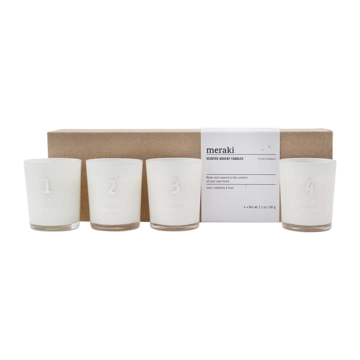 Bougie parfumée de l'Avent Meraki Lot de 4, Frozen meadow Meraki