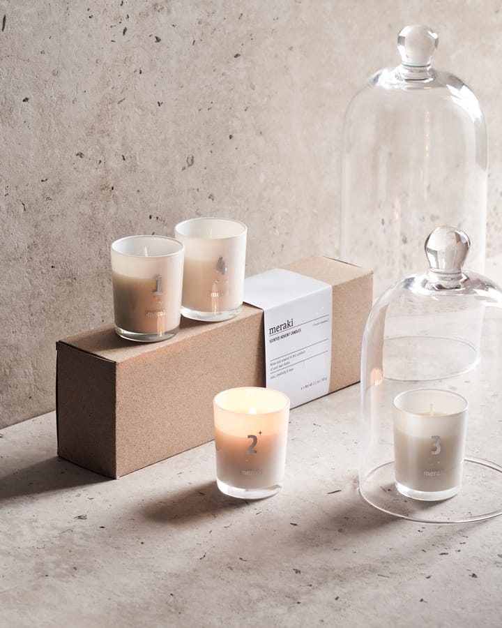 Bougie parfumée de l'Avent Meraki Lot de 4, Frozen meadow Meraki