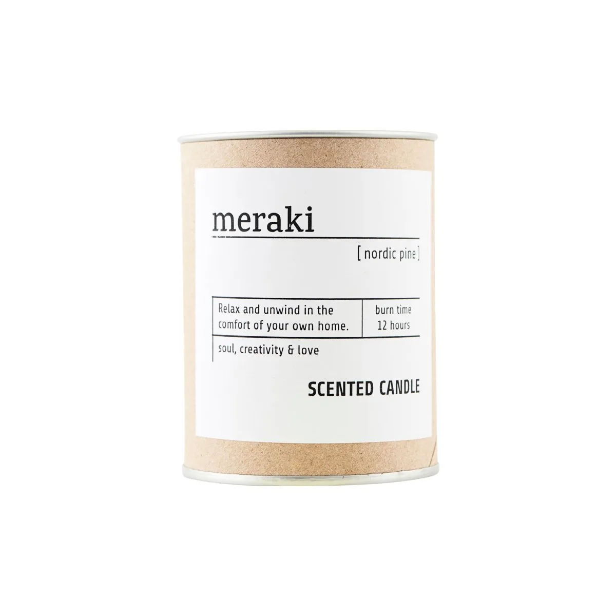 Bougie parfumée Meraki verre brun 12h, Nordic pine Meraki