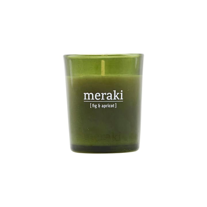 Bougie parfumée verre vert Meraki 12 heures - Figue-abricot - Meraki