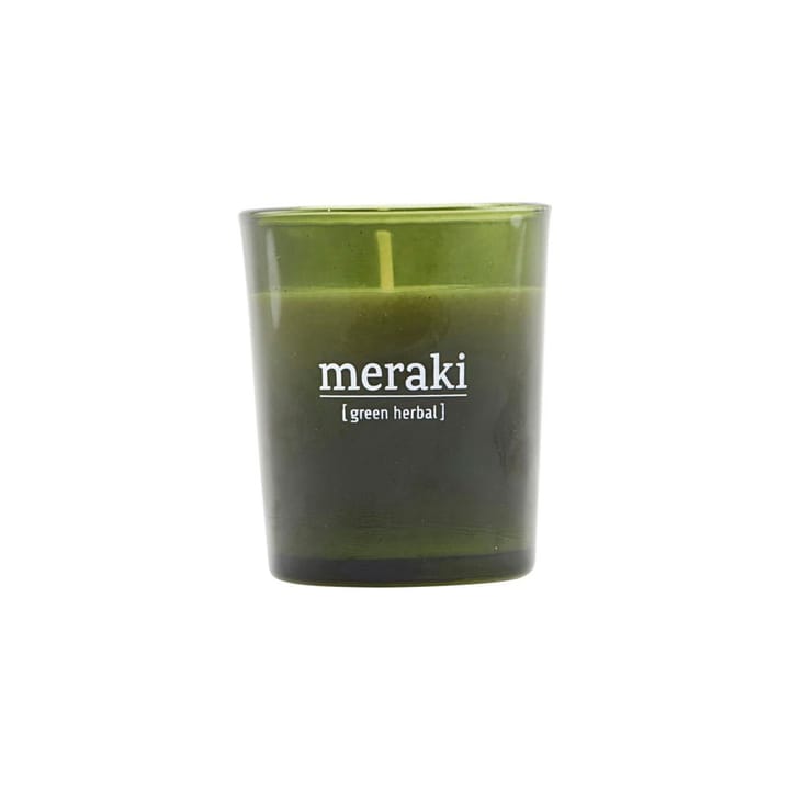 Bougie parfumée verre vert Meraki 12 heures - Green herbal - Meraki