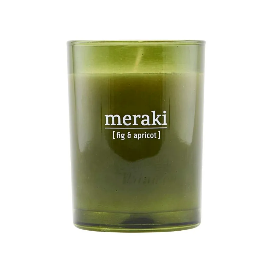 Bougie parfumée verre vert Meraki 35 heures, Figue-abricot Meraki