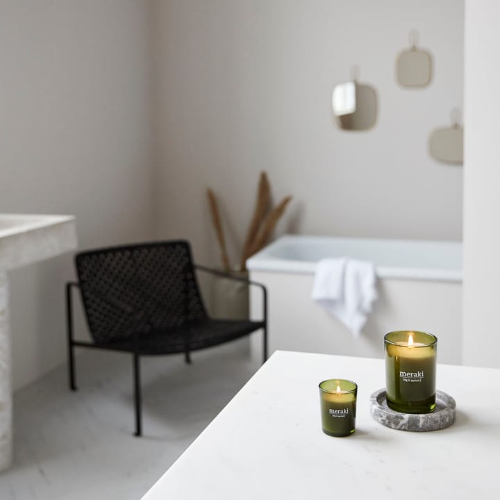 Bougie parfumée verre vert Meraki 35 heures, Figue-abricot Meraki