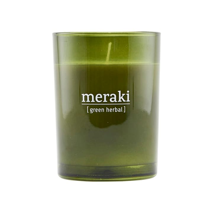Bougie parfumée verre vert Meraki 35 heures - Green herbal - Meraki