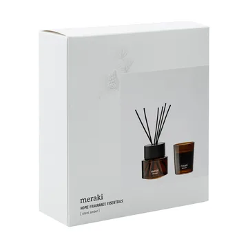 Coffret cadeau Meraki bâtonnets parfumés et bougie parfumée - Silent amber - Meraki