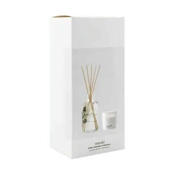 Coffret cadeau Meraki bâtonnets parfumés et bougie parfumée - Verbena drizzle-fresh linen - Meraki