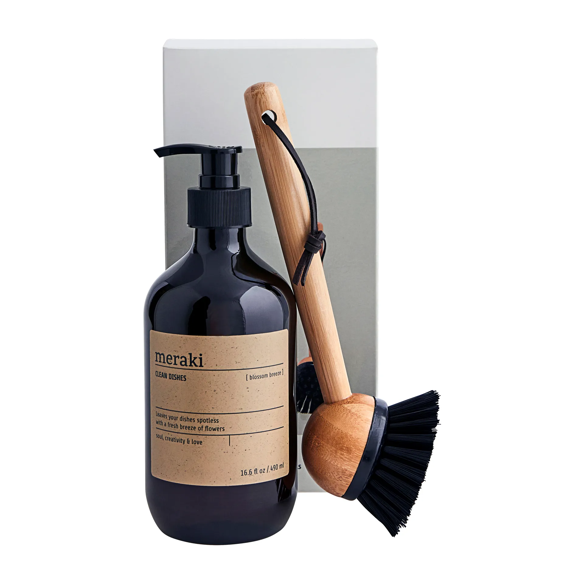 Coffret cadeau Meraki - liquide vaisselle et brosse à vaisselle, Blossom breeze Meraki