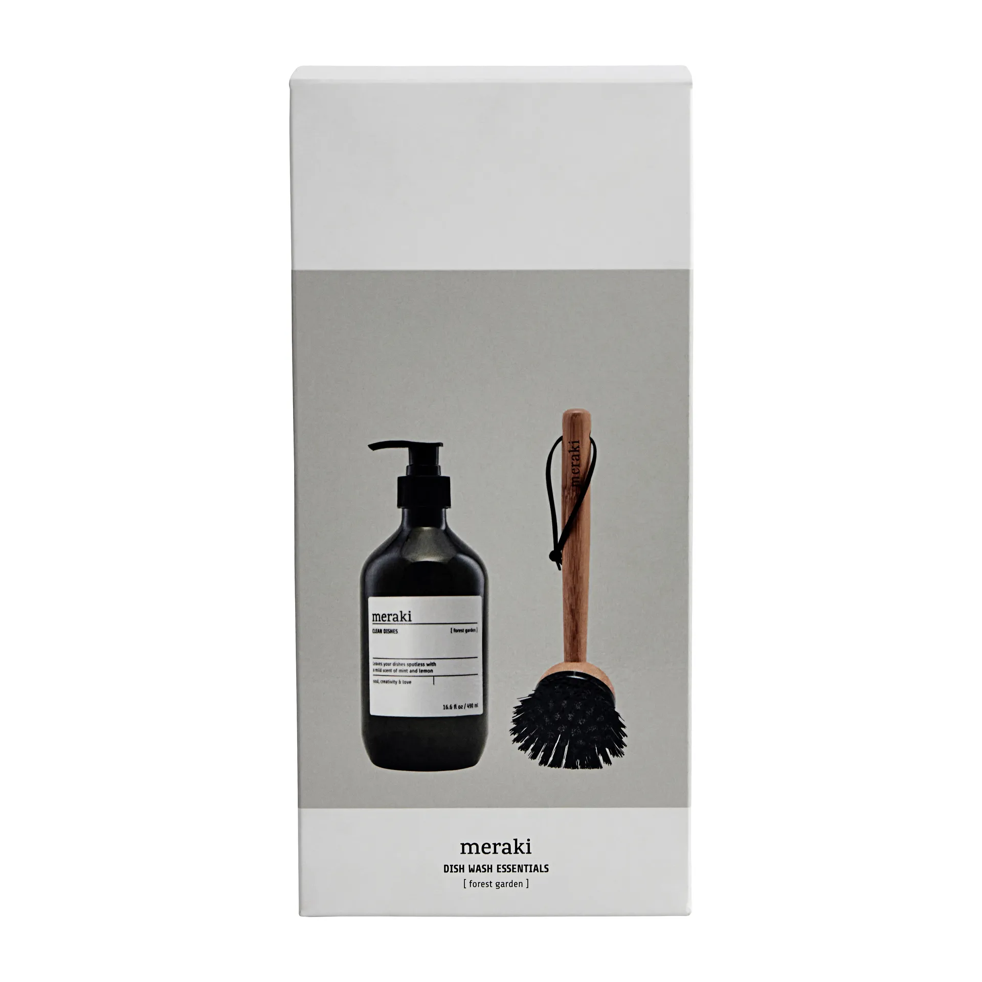 Coffret cadeau Meraki - liquide vaisselle et brosse à vaisselle, Forest garden Meraki
