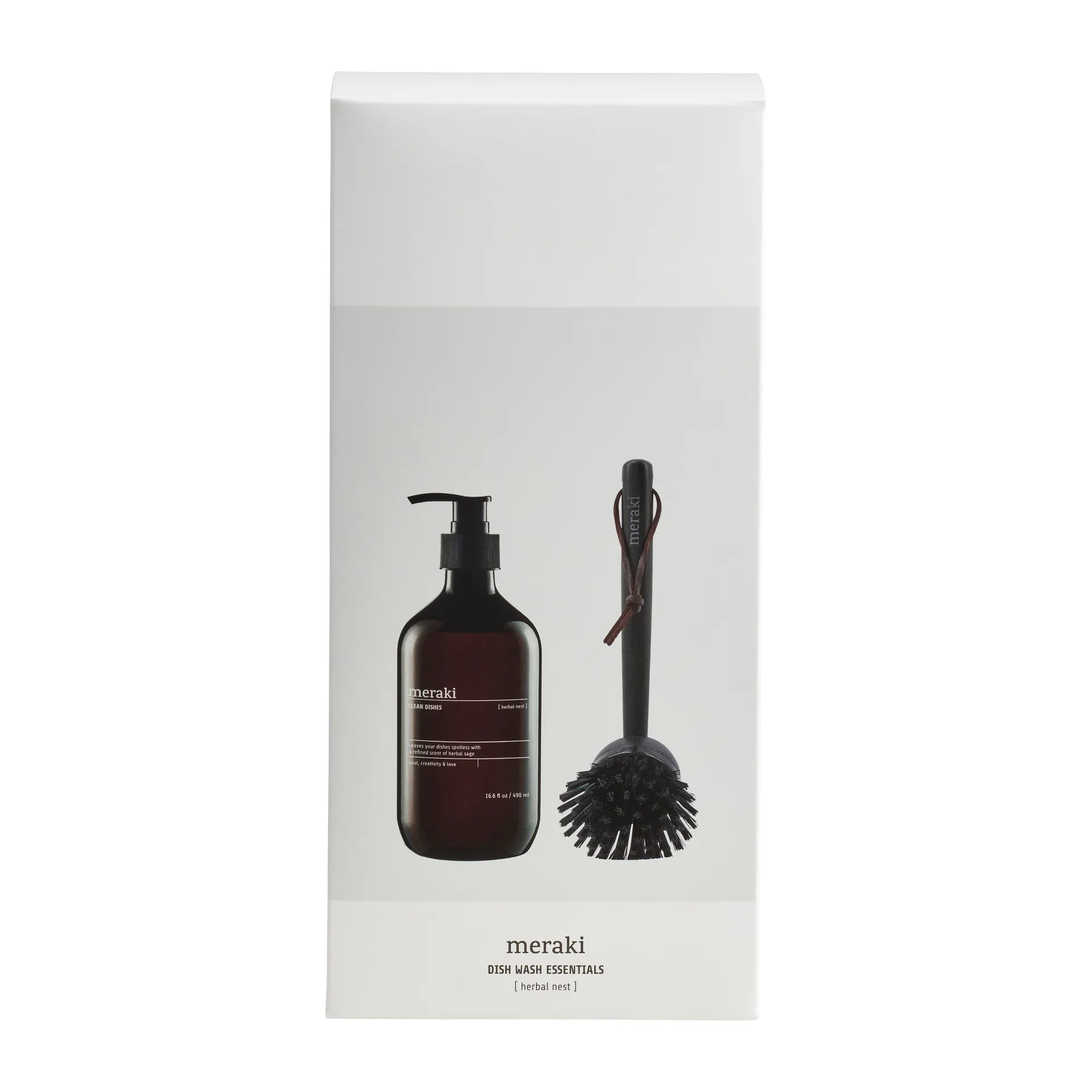 Coffret cadeau Meraki - liquide vaisselle et brosse à vaisselle, Herbal nest Meraki