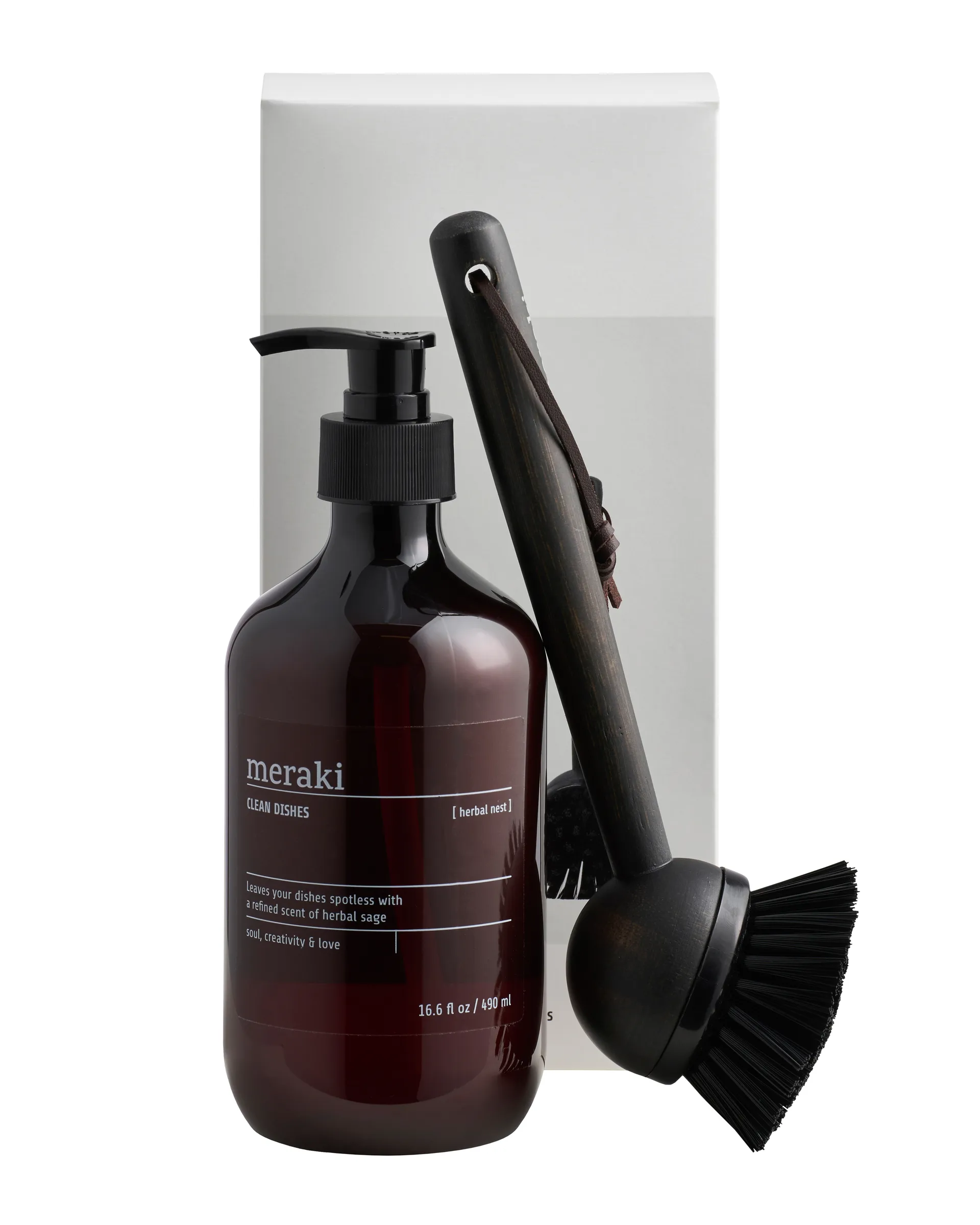 Coffret cadeau Meraki - liquide vaisselle et brosse à vaisselle, Herbal nest Meraki