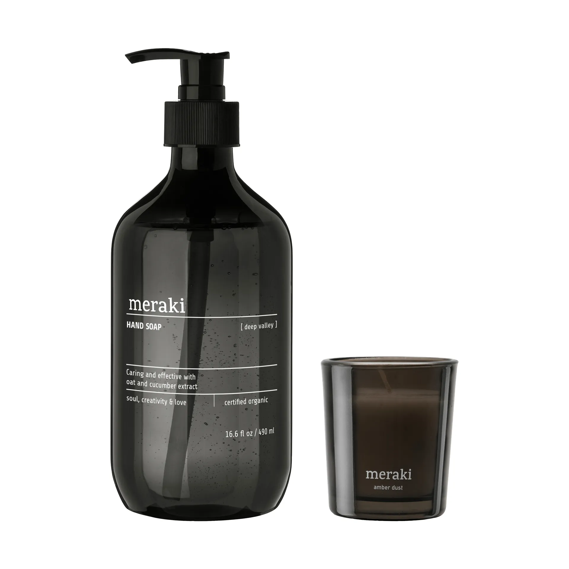 Coffret cadeau Meraki savon et bougie parfumée, Deep valley-Amber dust Meraki