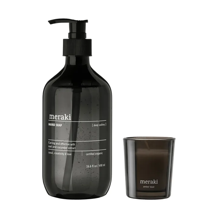 Coffret cadeau Meraki savon et bougie parfumée - Deep valley-Amber dust - Meraki