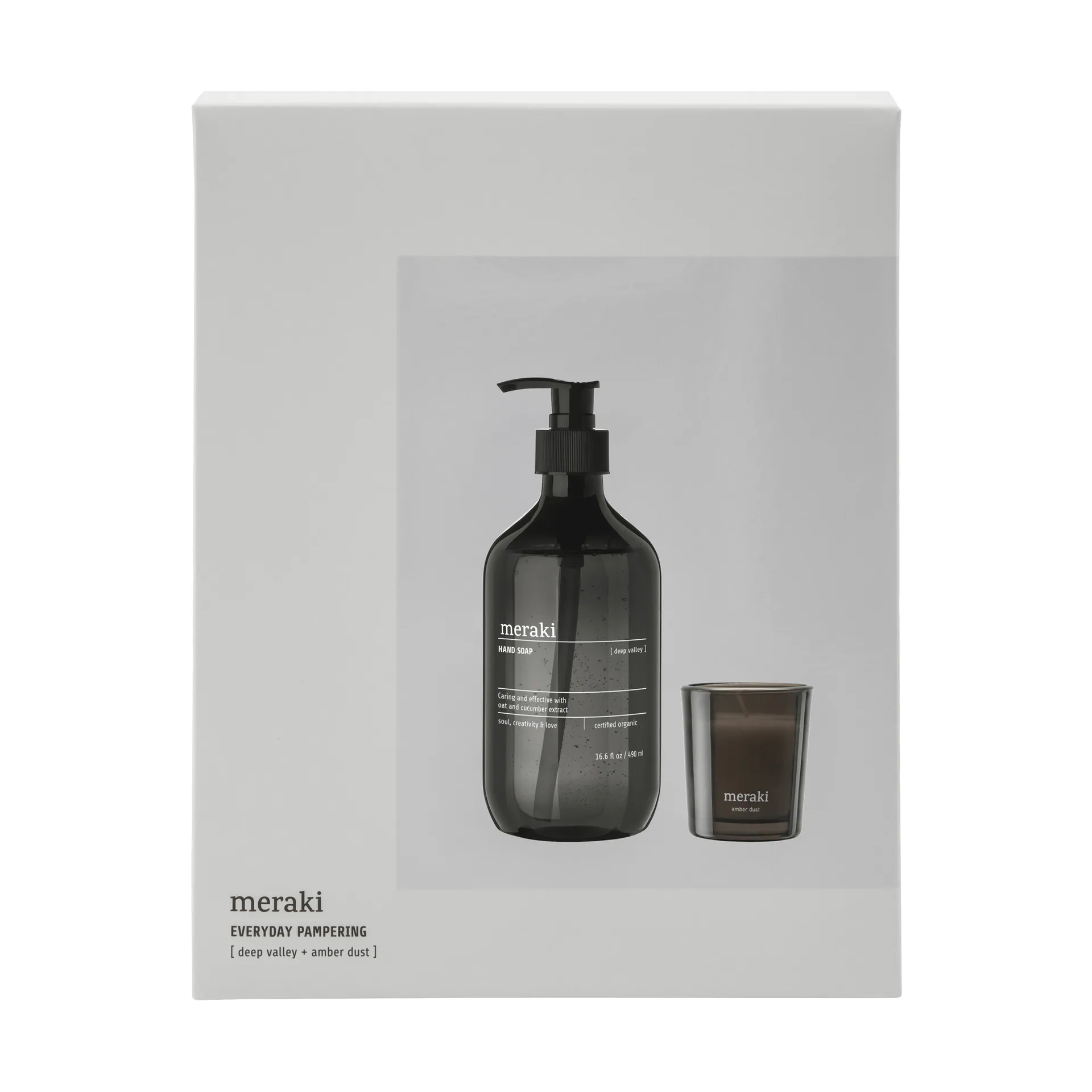 Coffret cadeau Meraki savon et bougie parfumée, Deep valley-Amber dust Meraki