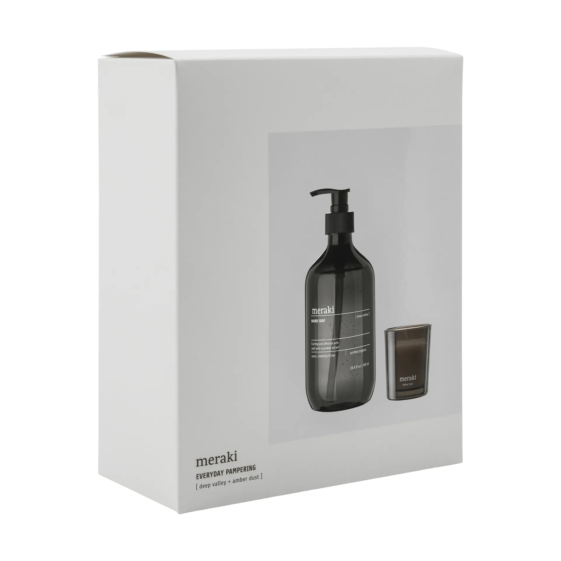 Coffret cadeau Meraki savon et bougie parfumée, Deep valley-Amber dust Meraki