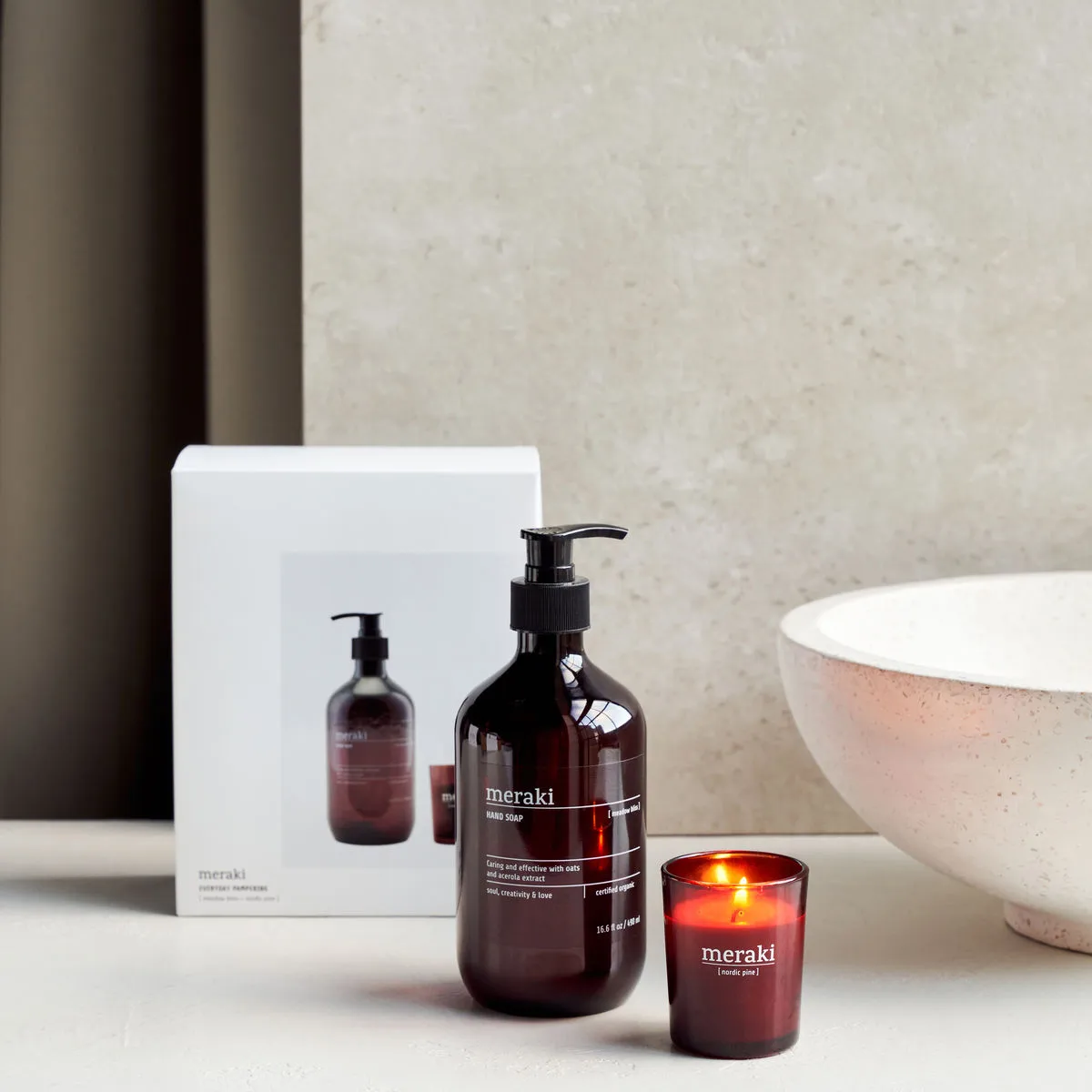 Coffret cadeau Meraki savon et bougie parfumée, Everyday pampering Meraki