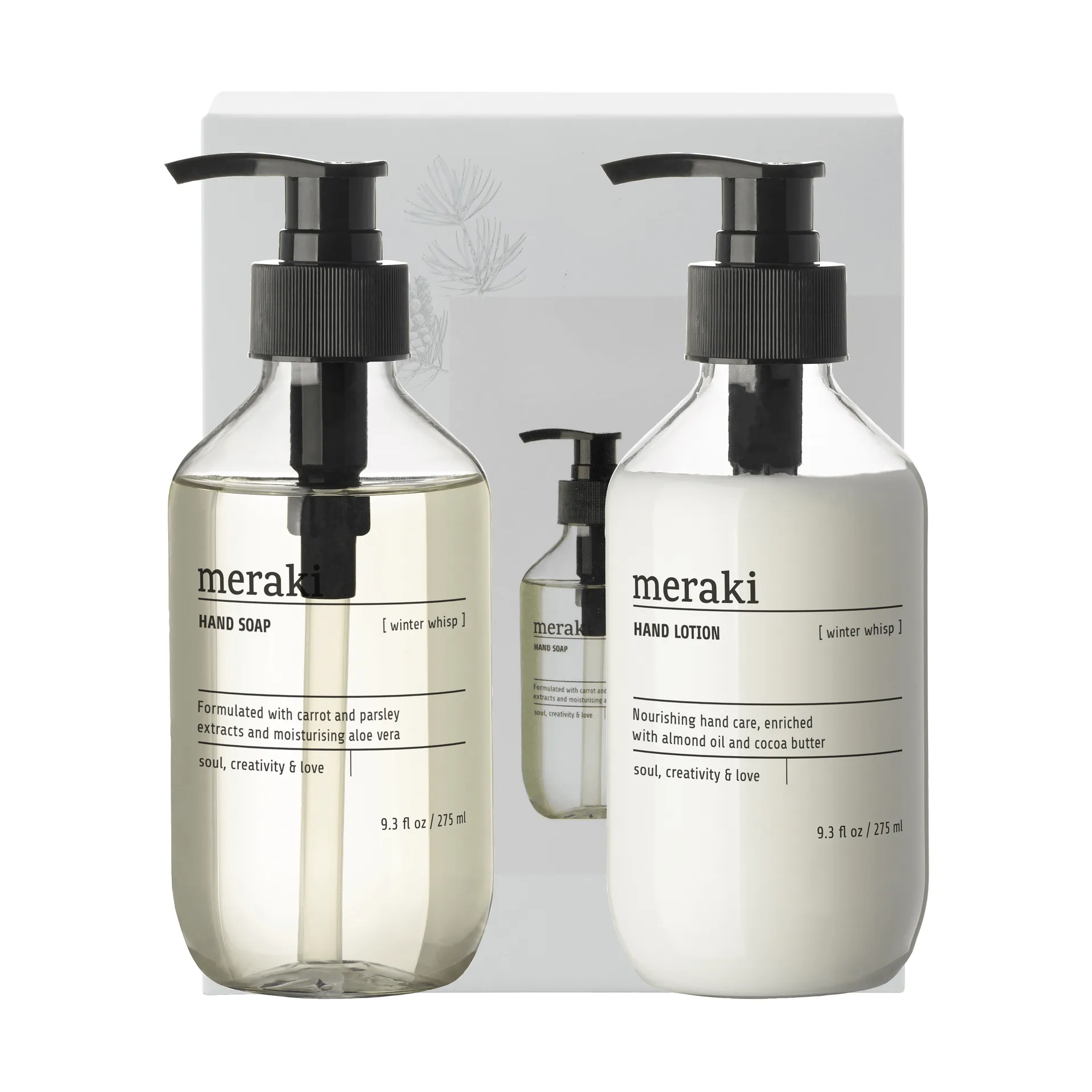 Coffret cadeau Meraki, savon et lotion à mains, Winter whisp Meraki