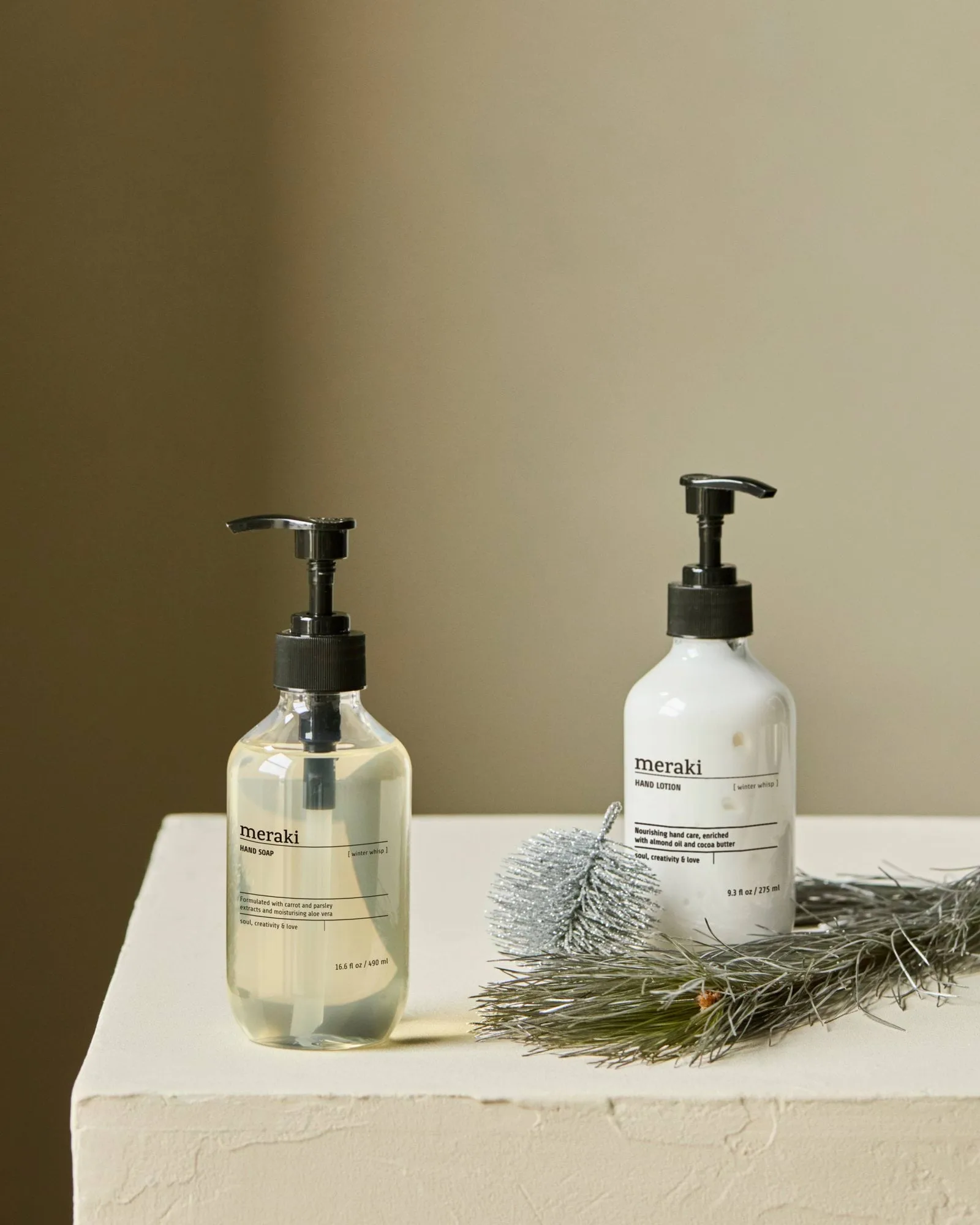 Coffret cadeau Meraki, savon et lotion à mains, Winter whisp Meraki